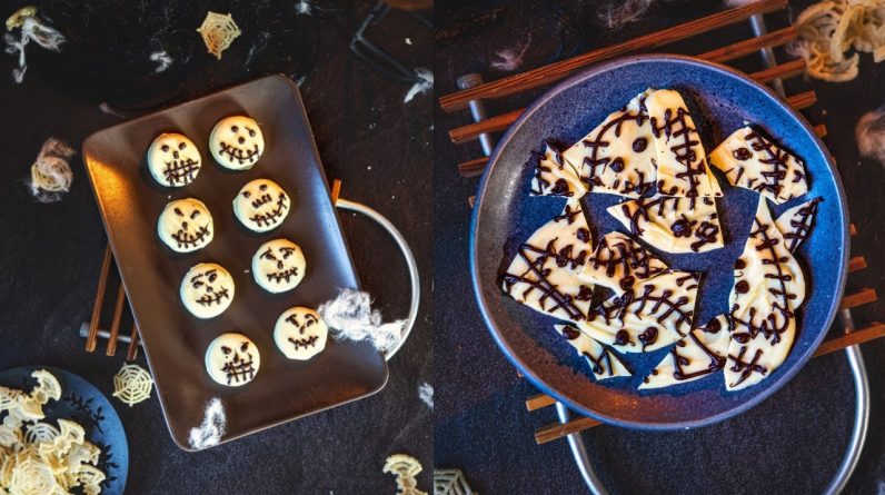 2 delicious and No Bake last minute Halloween Recipes - Skeleton Oreo + Skeleton Chocolate Bark