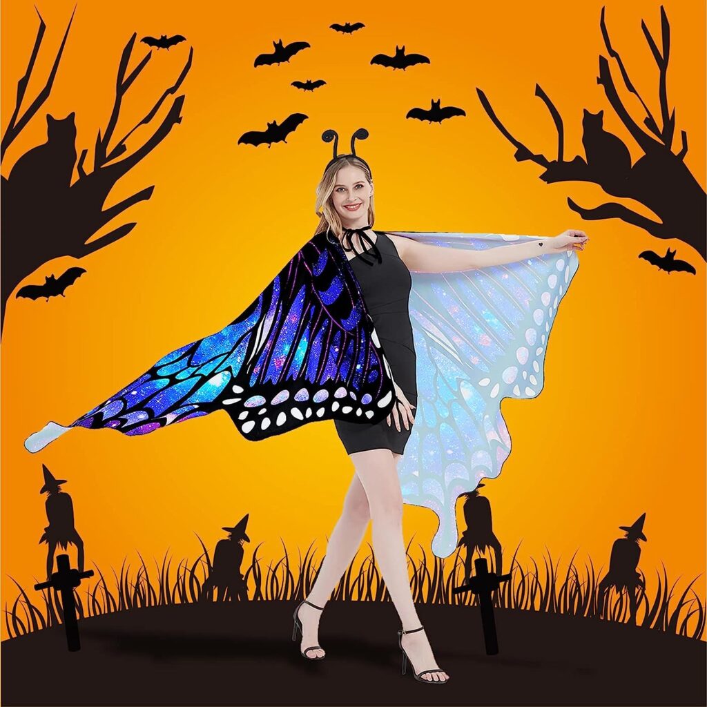Butterfly Wings for Women, Halloween Butterfly Costume for Women, Halloween Costume Women Fairy Ladies Cape Nymph Pixie Cloak