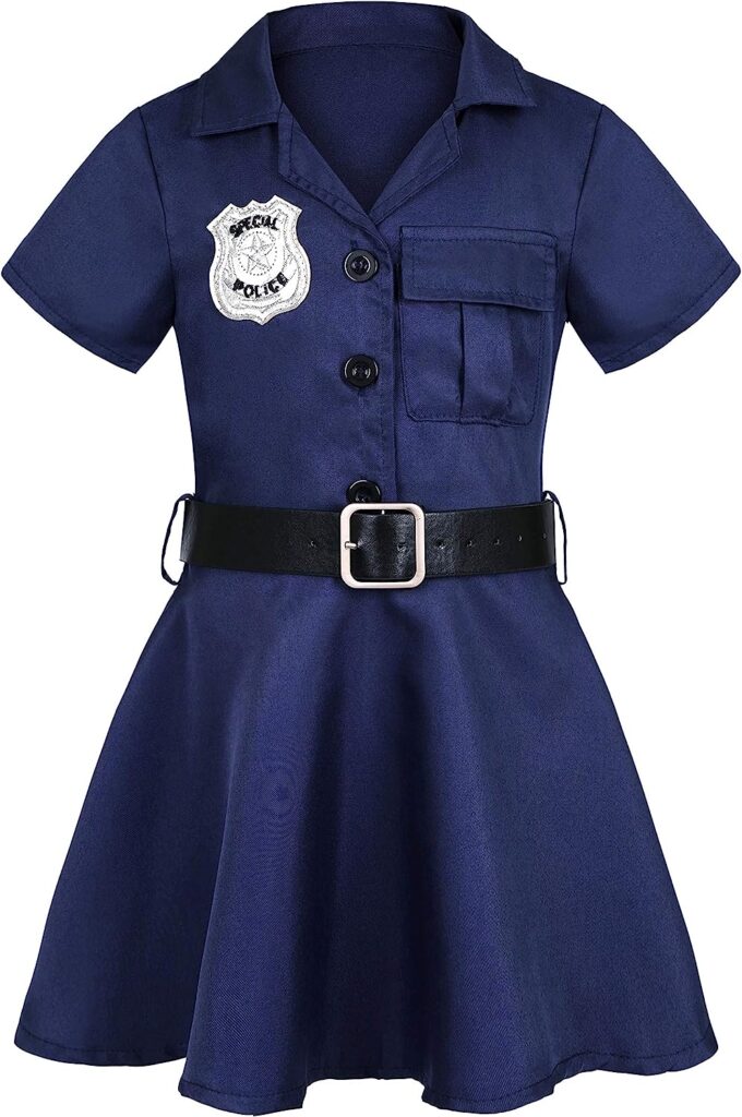Getyothtop Girls Police Officer Costume Halloween Cosplay Costume