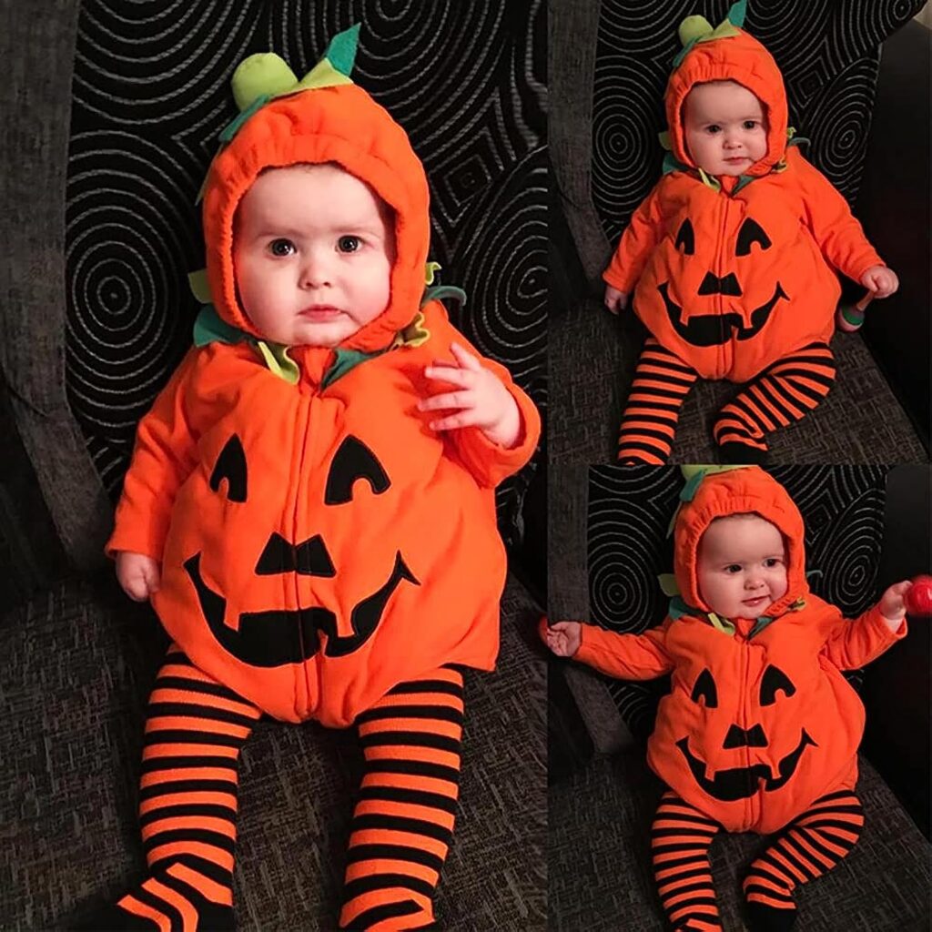 JIFRE Cute Baby Halloween Pumpkin Costume, Toddler Halloween Costumes, Infant Halloween Costumes for Boys Girls