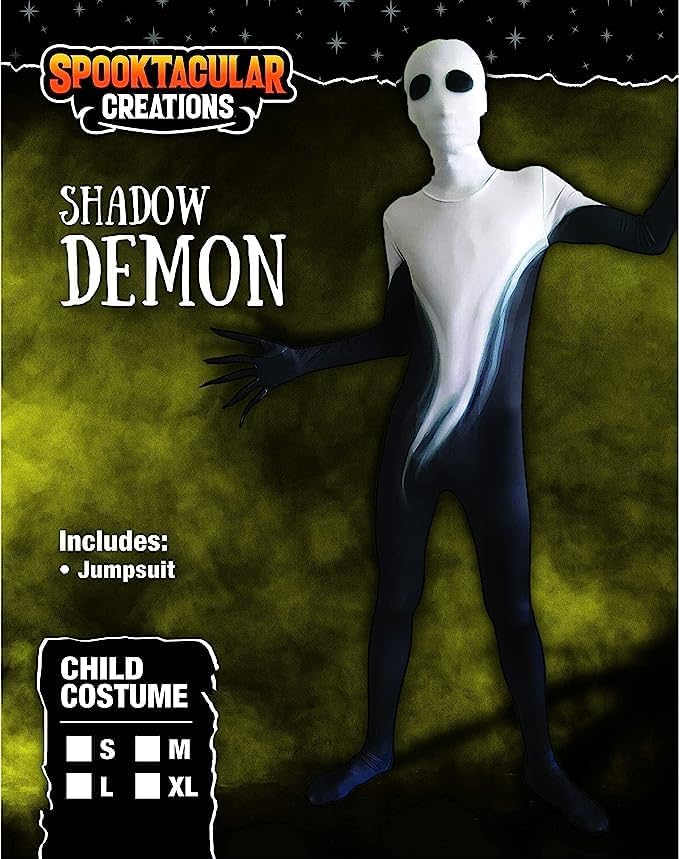Spooktacular Creations Scary Shadow Demon, Deluxe Kids Costume Set for Halloween Dress up Party (Large (10-12))
