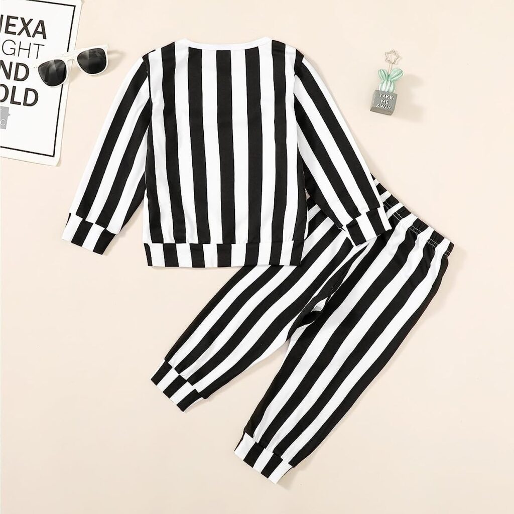 Toddler Boy Halloween Costume Outfit Baby Black and White Striped Costume Cosplay