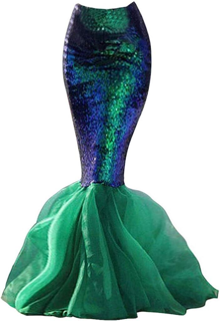 Womens Mermaid Tail Costume Princess Sequin Maxi Skirt Cosplay Halloween Party Dress
