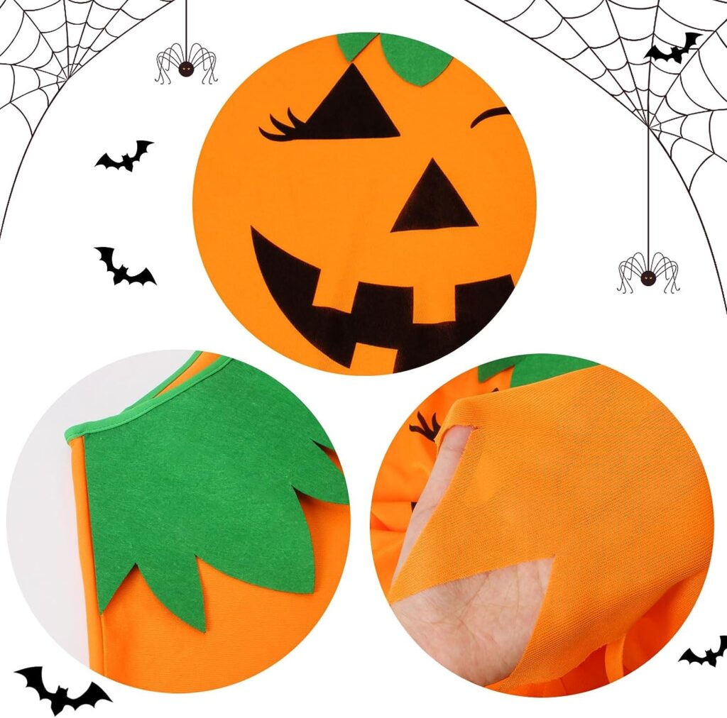 KOFECIT 3PCS Halloween Pumpkin Poncho for Women,Pumpkin Cape Costume with Headband and Candy Bag,Halloween Costume for Women Adults